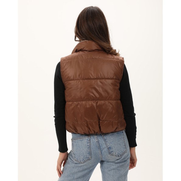 Γυναικείο αμάνικο μπουφάν διπλής όψεως ATTRATTIVO 9919321 καφέ Γυναικεία