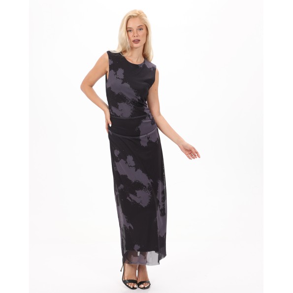 Γυναικείο maxi φόρεμα ATTRATTIVO 9920127 γκρι tie-dye Γυναικεία