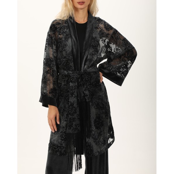 Γυναικείο κιμονό ATTRATTIVO 9920130 ανθρακί