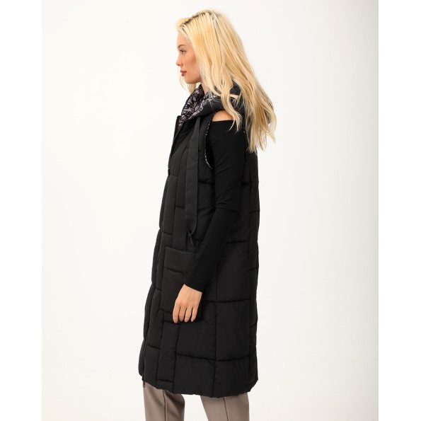 Γυναικείο μακρύ αμάνικο μπουφάν διπλής όψεως ALE 8919563 μαύρο Γυναικεία