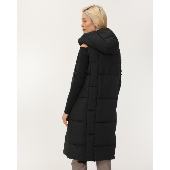 Γυναικείο μακρύ αμάνικο μπουφάν διπλής όψεως ALE 8919563 μαύρο Γυναικεία
