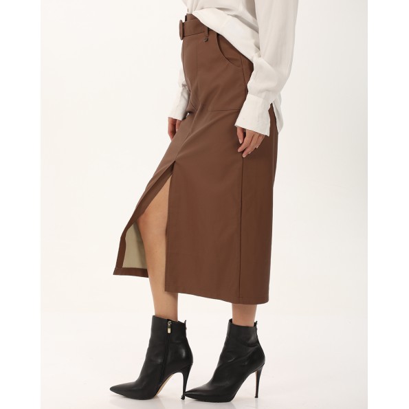 Γυναικεία midi φούστα ATTRATTIVO 9919506 καφέ Γυναικεία