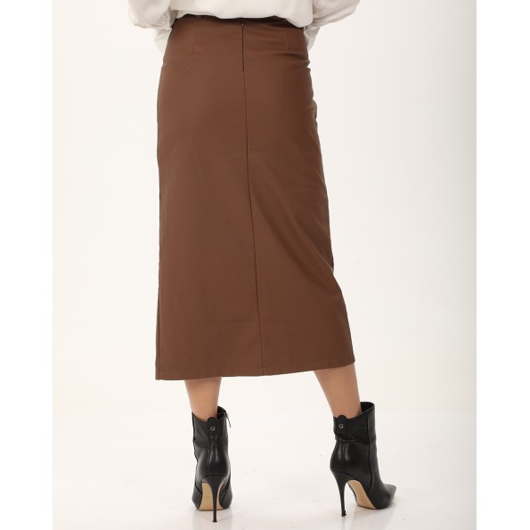 Γυναικεία midi φούστα ATTRATTIVO 9919506 καφέ Γυναικεία