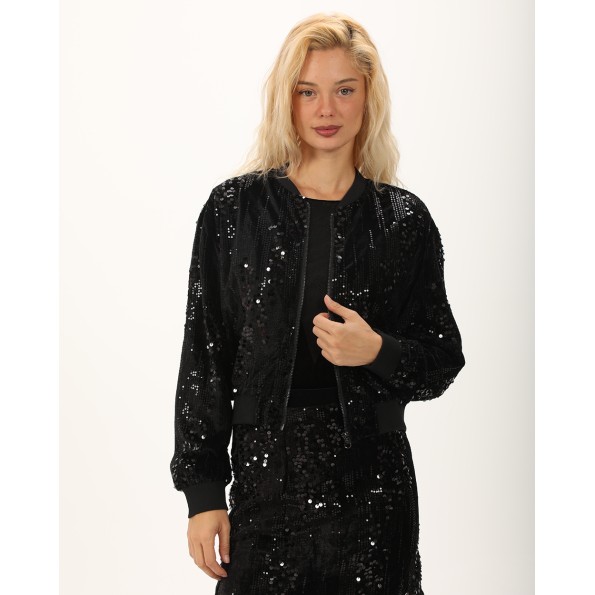 Γυναικείο βελουτέ bomber jacket ATTRATTIVO 9920142 μαύρο