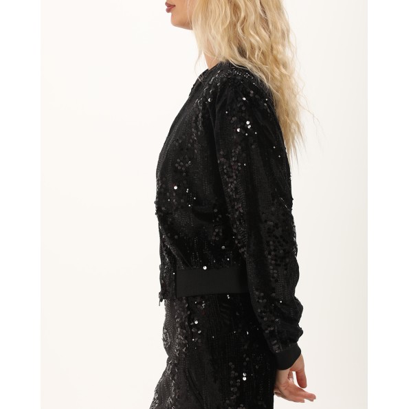 Γυναικείο βελουτέ bomber jacket ATTRATTIVO 9920142 μαύρο Γυναικεία