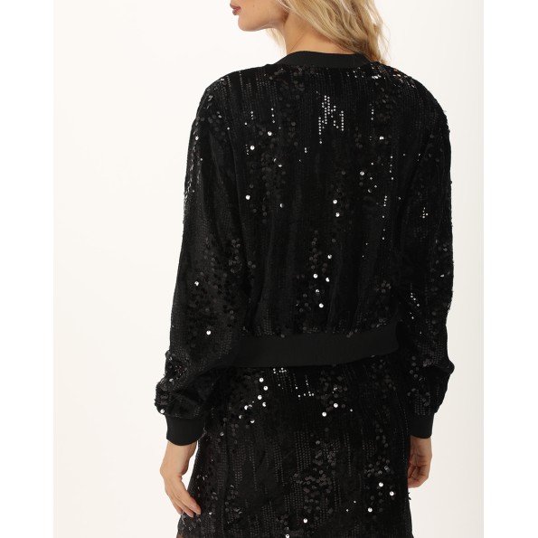 Γυναικείο βελουτέ bomber jacket ATTRATTIVO 9920142 μαύρο Γυναικεία