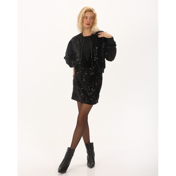 Γυναικείο βελουτέ bomber jacket ATTRATTIVO 9920142 μαύρο Γυναικεία