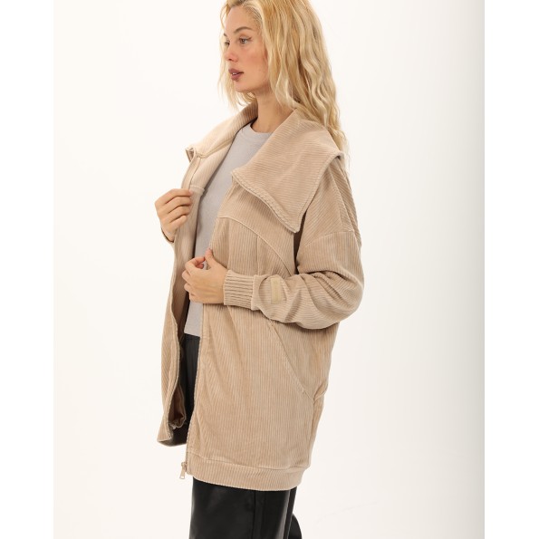 Γυναικεία κοτλέ ζακέτα ATTRATTIVO 9919545 μπεζ Γυναικεία