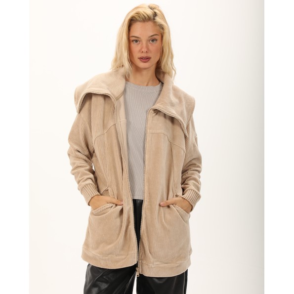 Γυναικεία κοτλέ ζακέτα ATTRATTIVO 9919545 μπεζ Γυναικεία