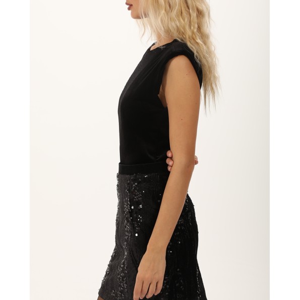 Γυναικείο βελουτέ κορμάκι ATTRATTIVO 9920146 μαύρο Γυναικεία