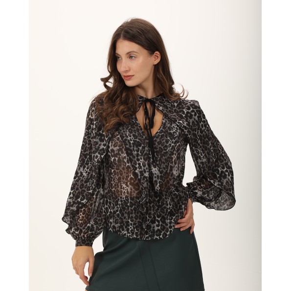 Γυναικεία ημιδιαφανής tunic ATTRATTIVO 92211235 λεοπάρ Γυναικεία