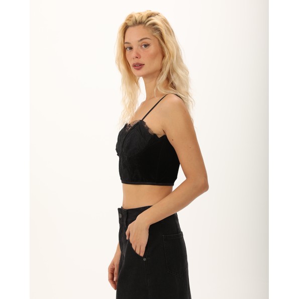 Γυναικείο cropped μπούστο ATTRATTIVO 9917922 μαύρο Γυναικεία