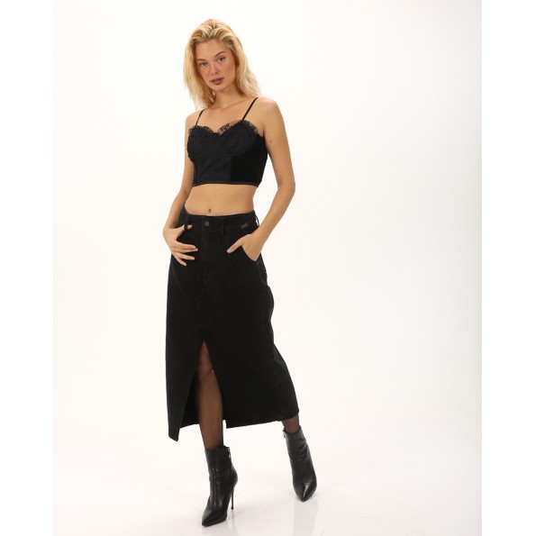 Γυναικείο cropped μπούστο ATTRATTIVO 9917922 μαύρο Γυναικεία