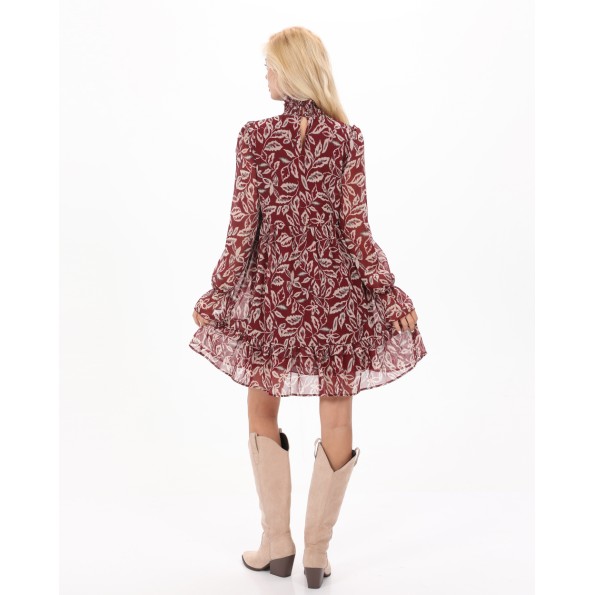 Γυναικείο mini φόρεμα ATTRATTIVO 9920155 μπορντό floral Γυναικεία