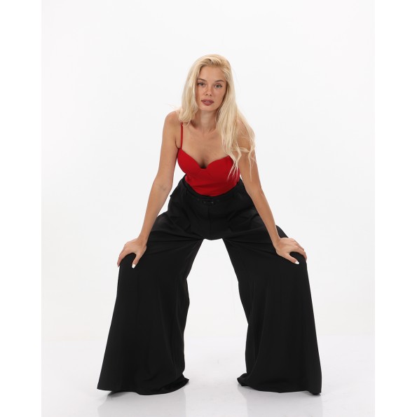 Γυναικείο wide leg παντελόνι ATTRATTIVO 9920222 μαύρο Γυναικεία