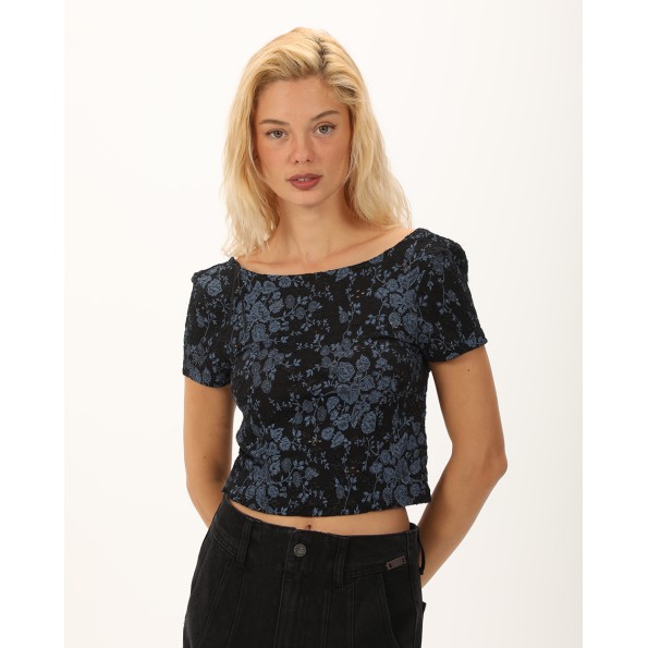 Γυναικείο cropped top ATTRATTIVO 92315301 ναυτικό μπλε