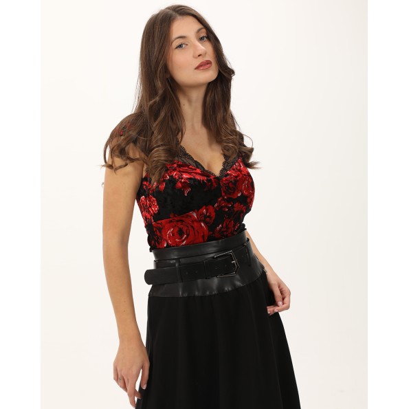 Γυναικείο βελούδινο top ATTRATTIVO 92340308 μαύρο