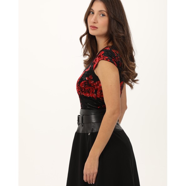 Γυναικείο βελούδινο top ATTRATTIVO 92340308 μαύρο Γυναικεία