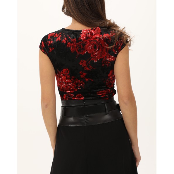 Γυναικείο βελούδινο top ATTRATTIVO 92340308 μαύρο Γυναικεία