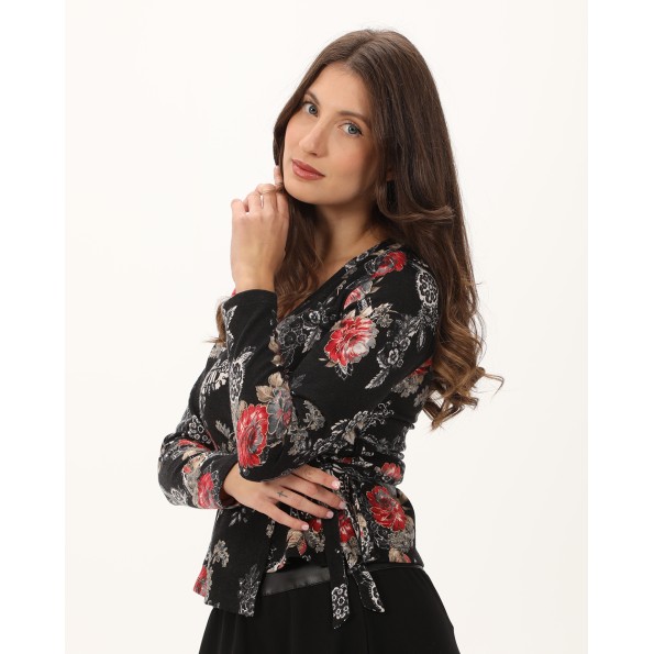 Γυναικεία κρουαζέ μπλούζα ATTRATTIVO 92341304 μαύρη Γυναικεία