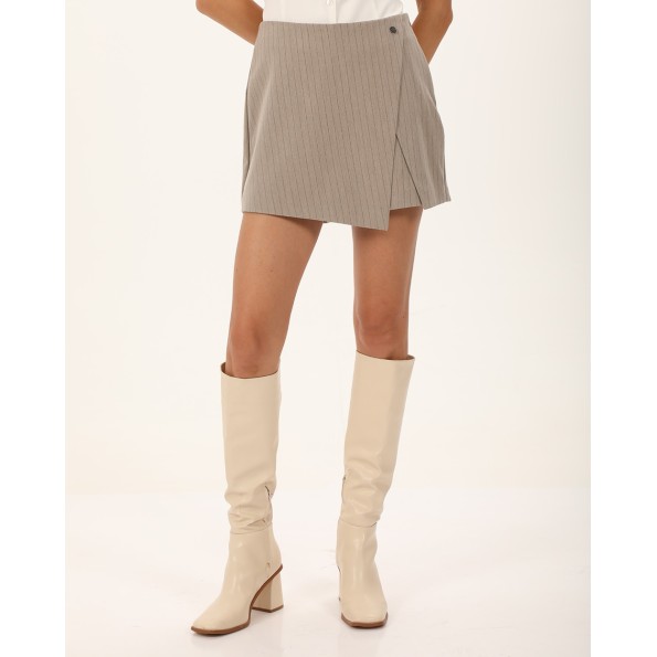 Γυναικεία mini φούστα σορτς ATTRATTIVO 9919573 γκρι καφέ Γυναικεία