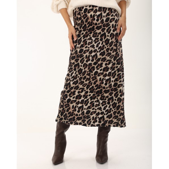 Γυναικεία βελουτέ maxi φούστα ATTRATTIVO 9921076 λεοπάρ
