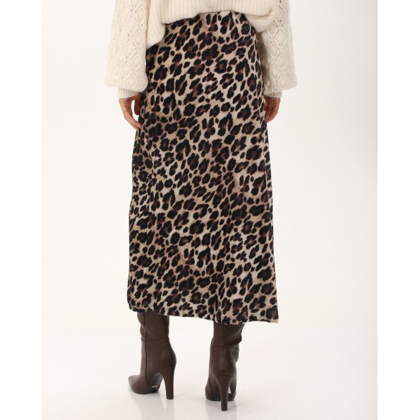 Γυναικεία βελουτέ maxi φούστα ATTRATTIVO 9921076 λεοπάρ Γυναικεία