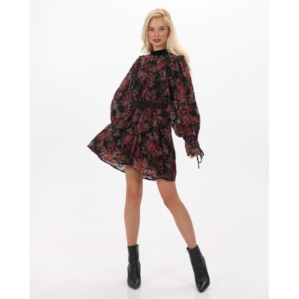 Γυναικείο mini φόρεμα ATTRATTIVO 9919625 μαύρο floral Γυναικεία