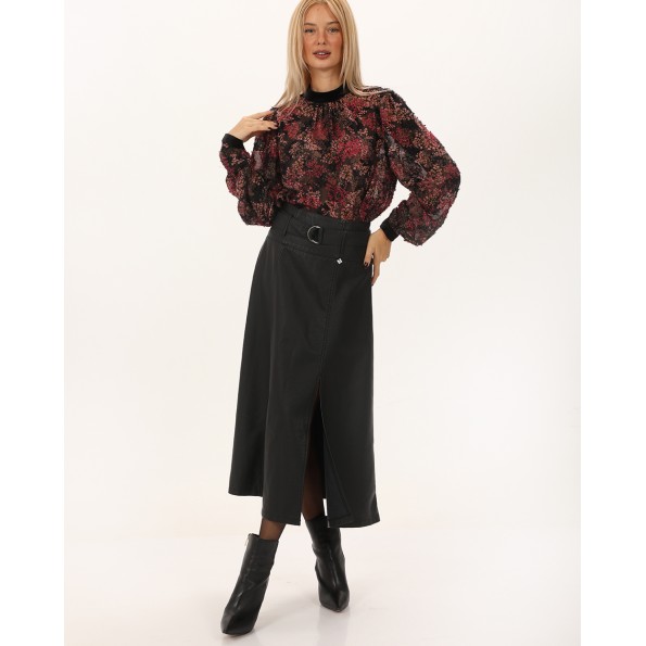 Γυναικεία μπλούζα ATTRATTIVO 9919626 μαύρη floral Γυναικεία