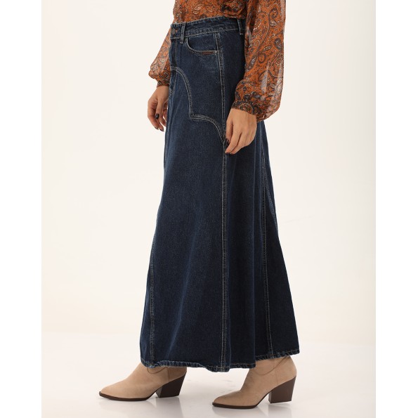 Γυναικεία maxi φούστα ATTRATTIVO 9919662 μπλε Γυναικεία