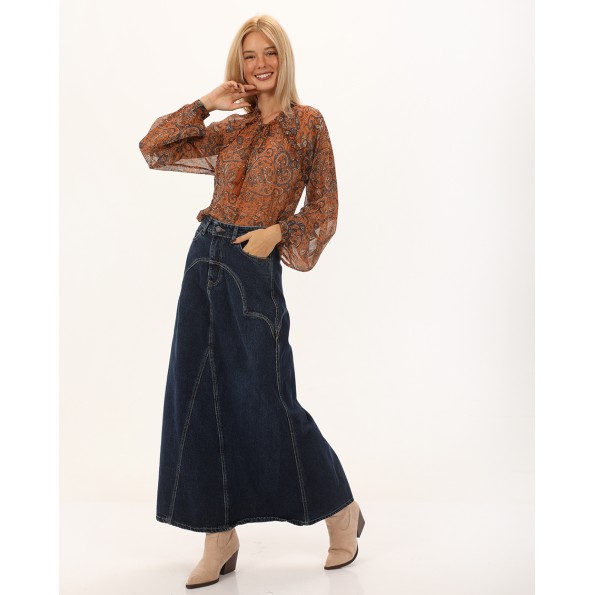 Γυναικεία maxi φούστα ATTRATTIVO 9919662 μπλε Γυναικεία