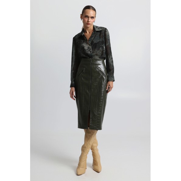 Γυναικεία midi pencil φούστα BILL COST 10-010184-0 λαδί