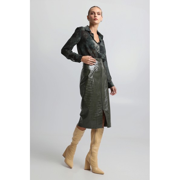 Γυναικεία midi pencil φούστα BILL COST 10-010184-0 λαδί Γυναικεία