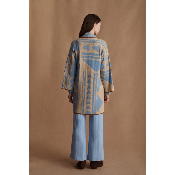 Γυναικεία πλεκτή ζακέτα MARINA V PARIS FW24-402 μπεζ γαλάζια Γυναικεία