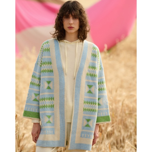 Γυναικεία πλεκτή ζακέτα MARINA V PARIS FW24-405 γαλάζια