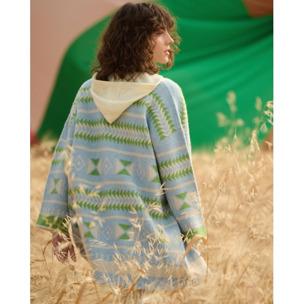 Γυναικεία πλεκτή ζακέτα MARINA V PARIS FW24-405 γαλάζια Γυναικεία