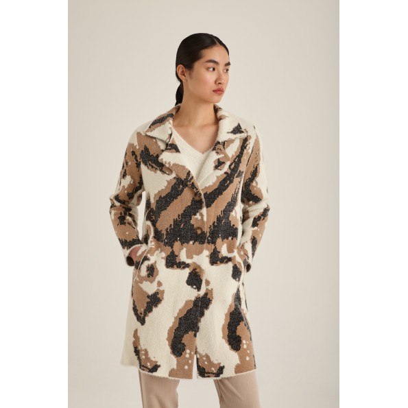 Γυναικείο πλεκτό παλτό MARINA V PARIS FW24-454 μπεζ
