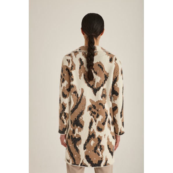 Γυναικείο πλεκτό παλτό MARINA V PARIS FW24-454 μπεζ Γυναικεία
