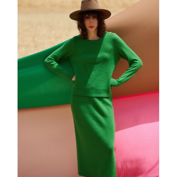 Γυναικεία midi πλεκτή φούστα MARINA V PARIS FW24-600 πράσινη Γυναικεία midi πλεκτή φούστα MARINA V PARIS FW24-600 πράσινη