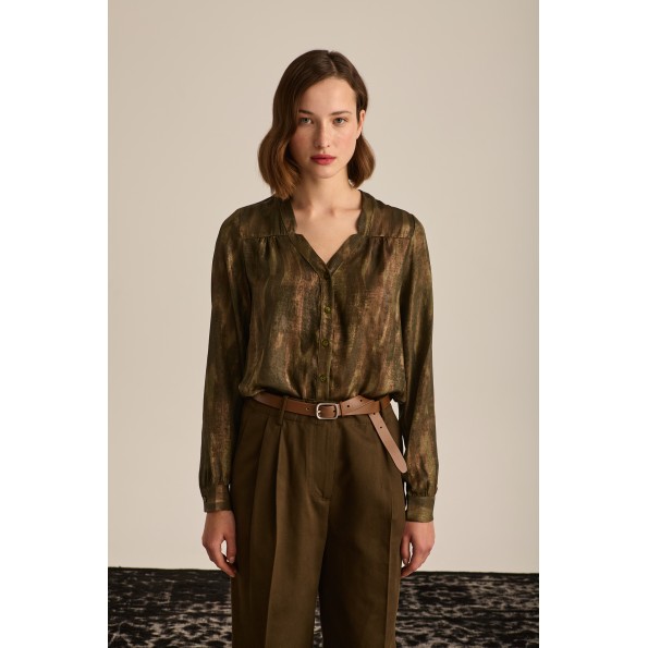 Γυναικείο πουκάμισο MARINA V PARIS FW24-704 πράσινο Γυναικείο πουκάμισο MARINA V PARIS FW24-704 πράσινο