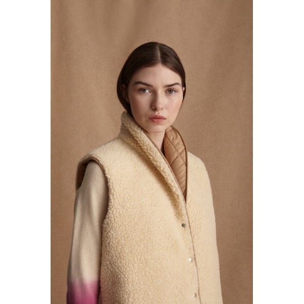 Γυναικείο αμάνικο μπουφάν διπλής όψεως MARINA V PARIS FW24-803 μπεζ Γυναικεία