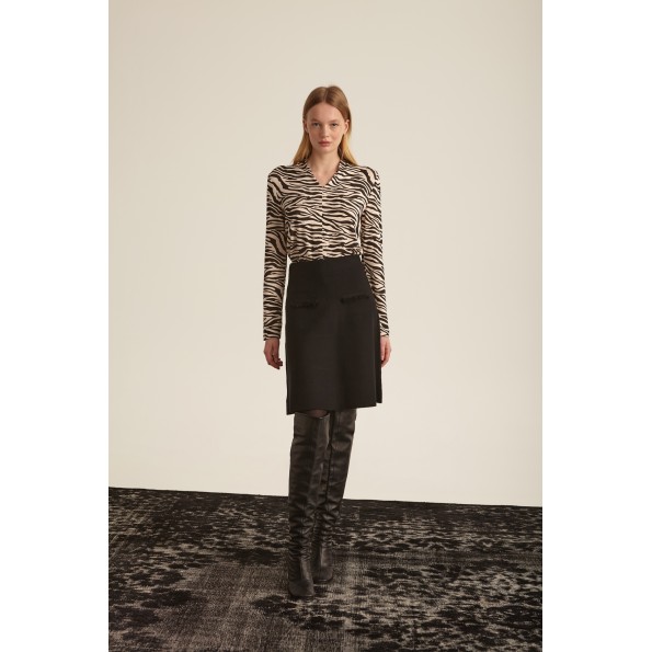 Γυναικεία μπλούζα MARINA V PARIS FW24-907 zebra print Γυναικεία μπλούζα MARINA V PARIS FW24-907 zebra print