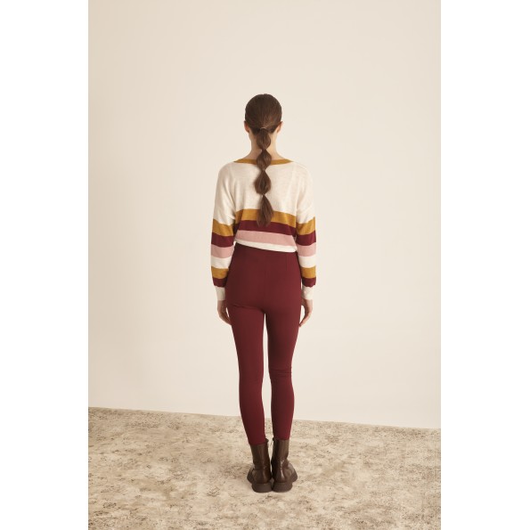 Γυναικεία πλεκτή μπλούζα MARINA V PARIS FW23-072 εκρού ριγέ Γυναικεία
