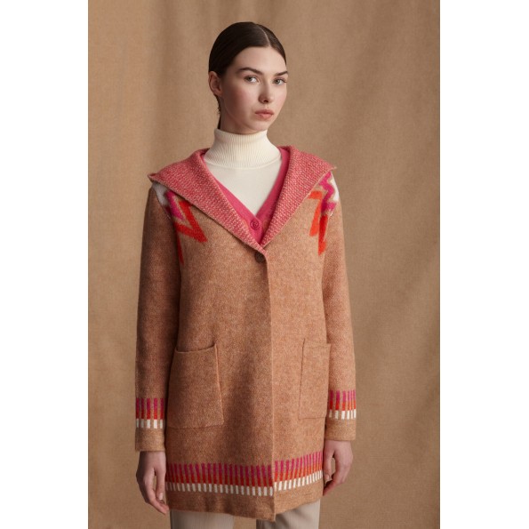 Γυναικεία πλεκτή ζακέτα MARINA V PARIS FW24-307 μπεζ Γυναικεία πλεκτή ζακέτα MARINA V PARIS FW24-307 μπεζ