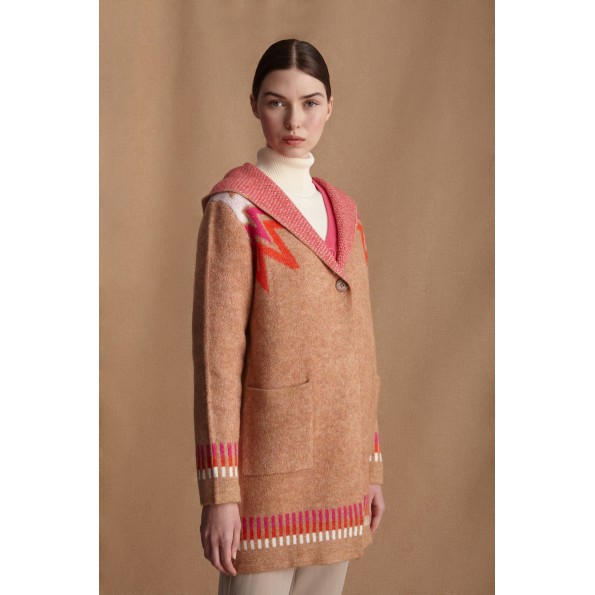 Γυναικεία πλεκτή ζακέτα MARINA V PARIS FW24-307 μπεζ Γυναικεία