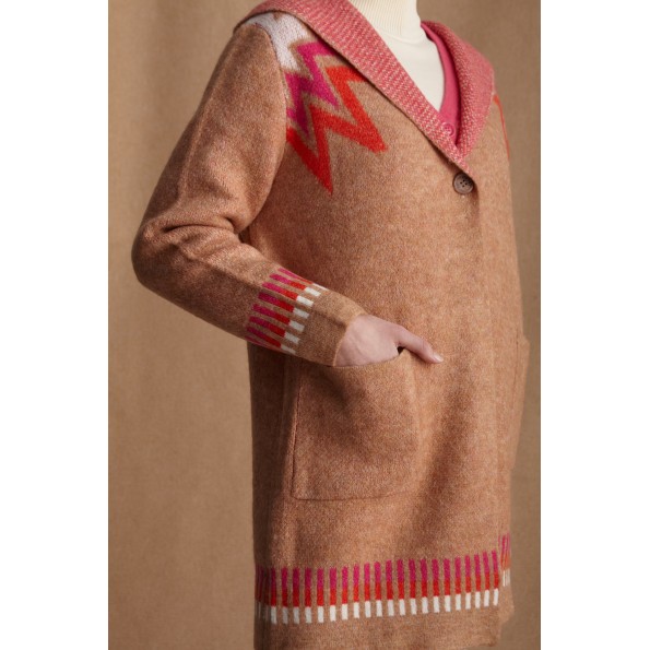 Γυναικεία πλεκτή ζακέτα MARINA V PARIS FW24-307 μπεζ Γυναικεία