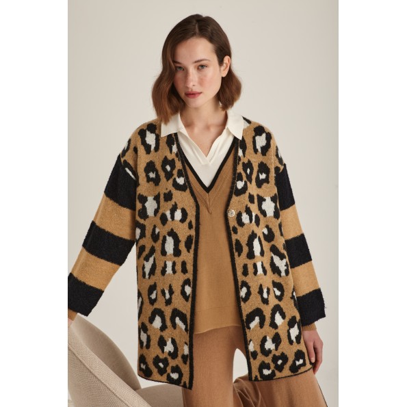 Γυναικεία πλεκτή ζακέτα MARINA V PARIS FW24-401 καμηλό Γυναικεία πλεκτή ζακέτα MARINA V PARIS FW24-401 καμηλό