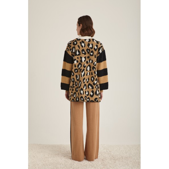 Γυναικεία πλεκτή ζακέτα MARINA V PARIS FW24-401 καμηλό Γυναικεία