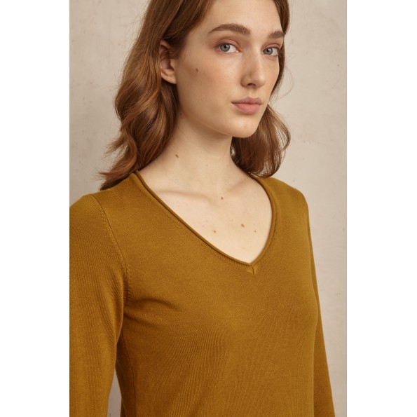 Γυναικεία πλεκτή μπλούζα MARINA V PARIS FW23-002 λαδί Γυναικεία