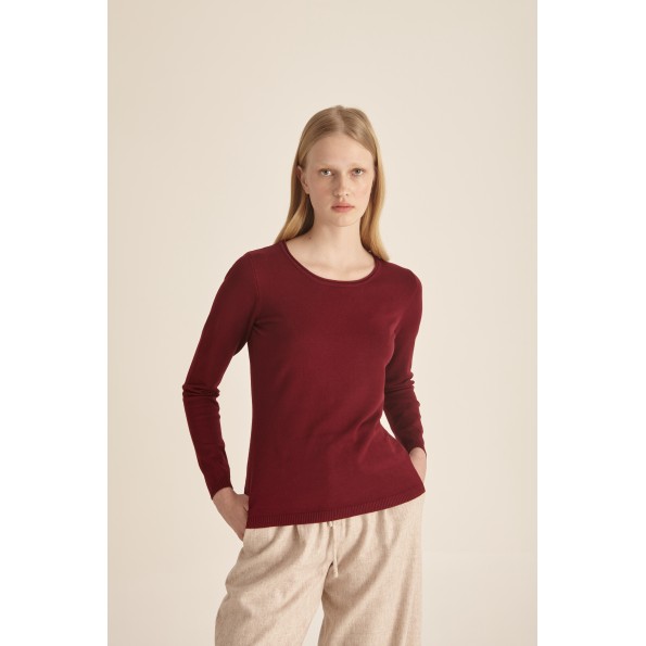 Γυναικεία πλεκτή μπλούζα MARINA V PARIS FW23-003 μπορντό Γυναικεία πλεκτή μπλούζα MARINA V PARIS FW23-003 μπορντό